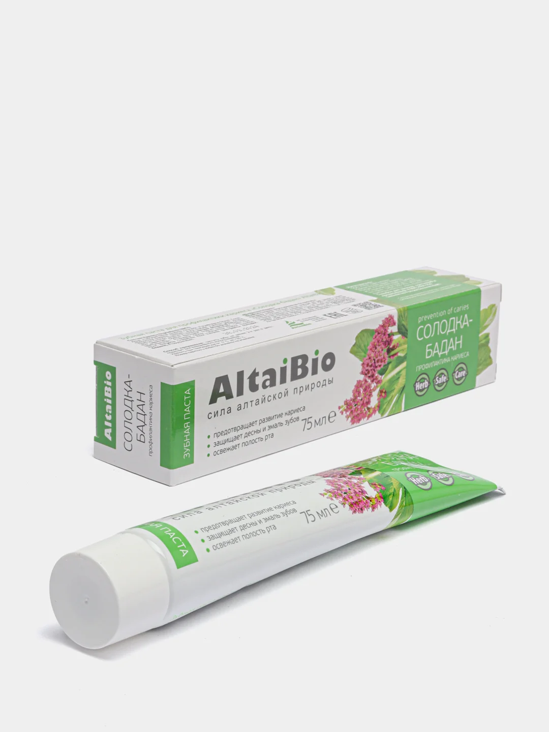 Зубная паста Алтайбио (AltaiBio) "Солодка-Бадан", профилактика кариеса, 75 мл
