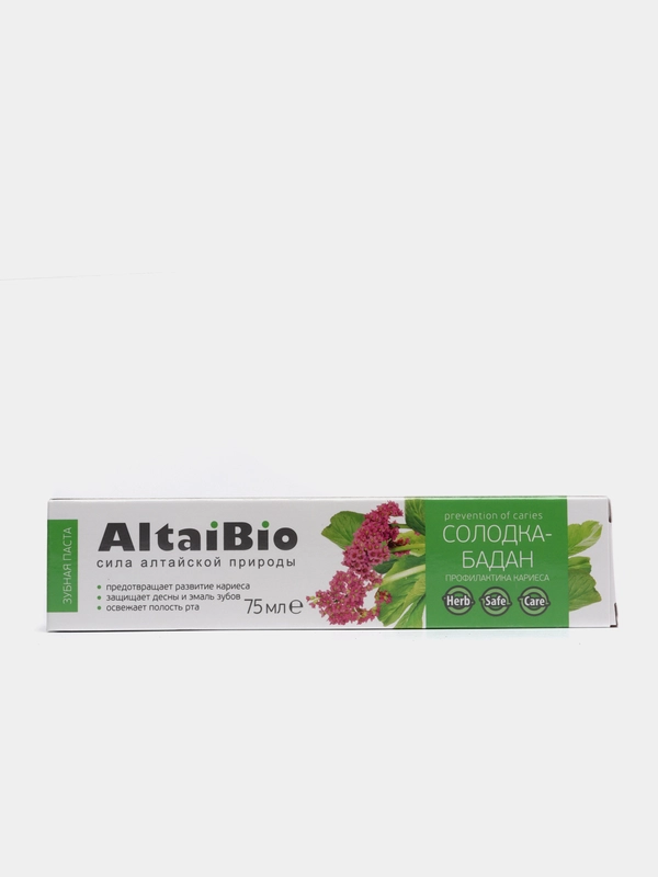 Зубная паста Алтайбио (AltaiBio) "Солодка-Бадан", профилактика кариеса, 75 мл