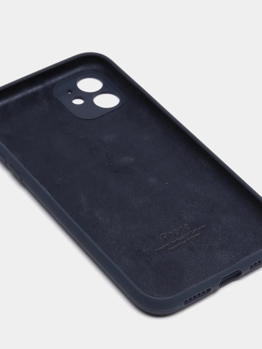 Темно-синий чехол Silicone Case для iPhone 13 /11/12/12 ProMax с защитой камеры с бархатной подкладкой