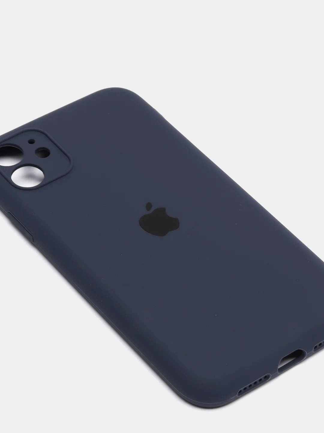 Темно-синий чехол Silicone Case для iPhone 13 /11/12/12 ProMax с защитой камеры с бархатной подкладкой