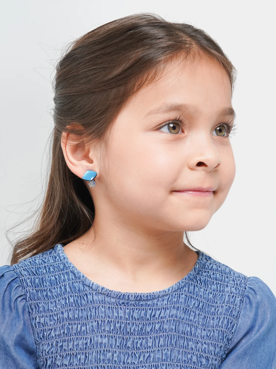 Голубой клипсы детские KRASIVO accessories Wood lozenges, деревянные