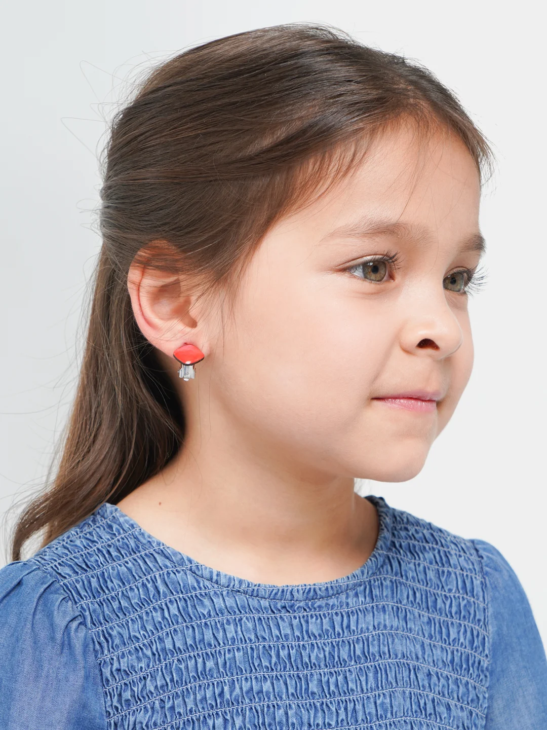 Кораллово-розовый клипсы детские KRASIVO accessories Wood lozenges, деревянные