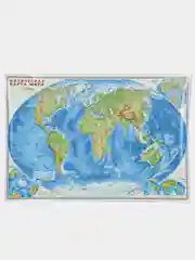 Карта настенная в тубусе "Мир Физический", М 1:27,5 млн, 101 х 69 см