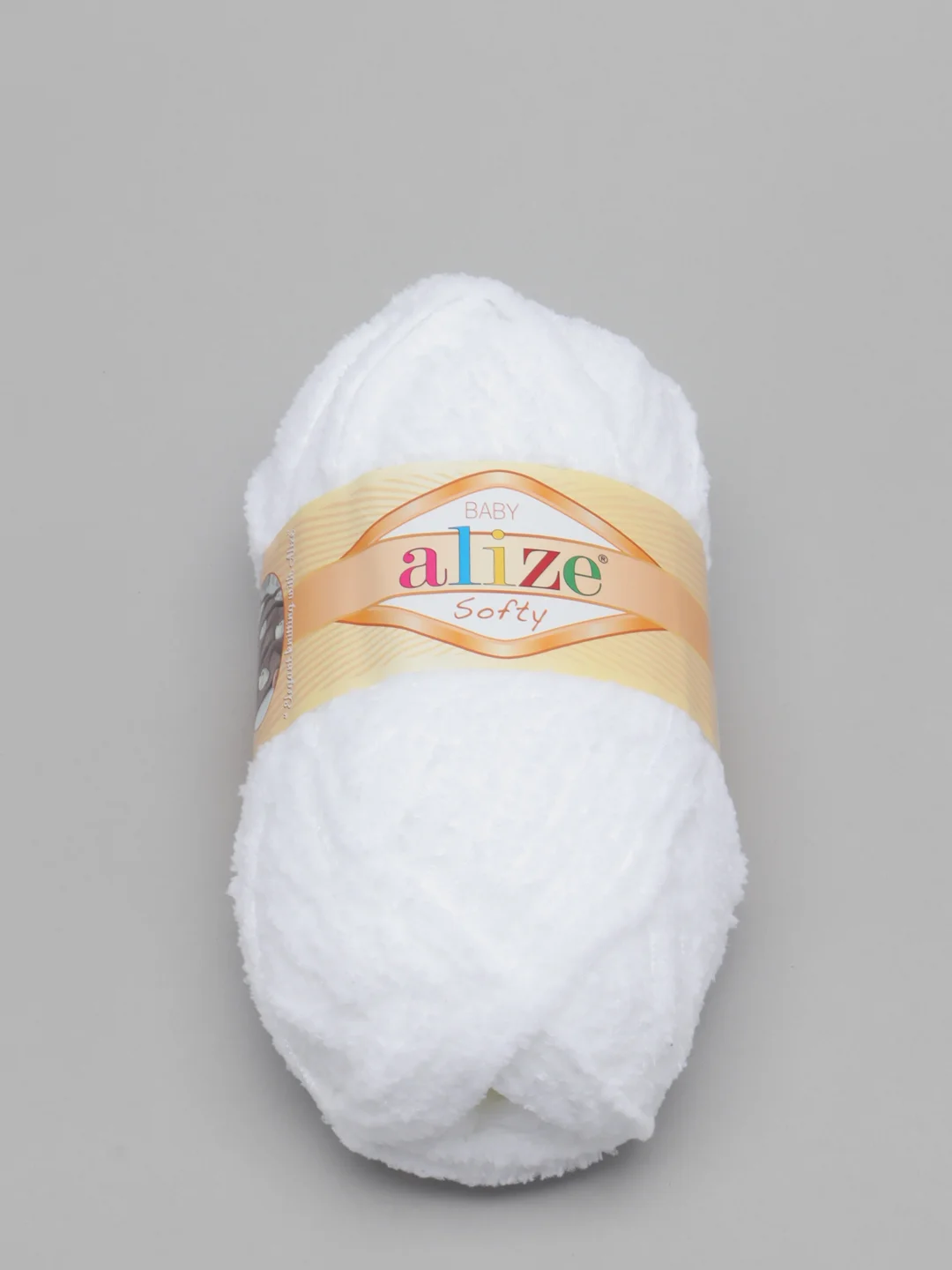 Белый пряжа Alize Softy, 100% микрополиэстер, 50 г, 115 м