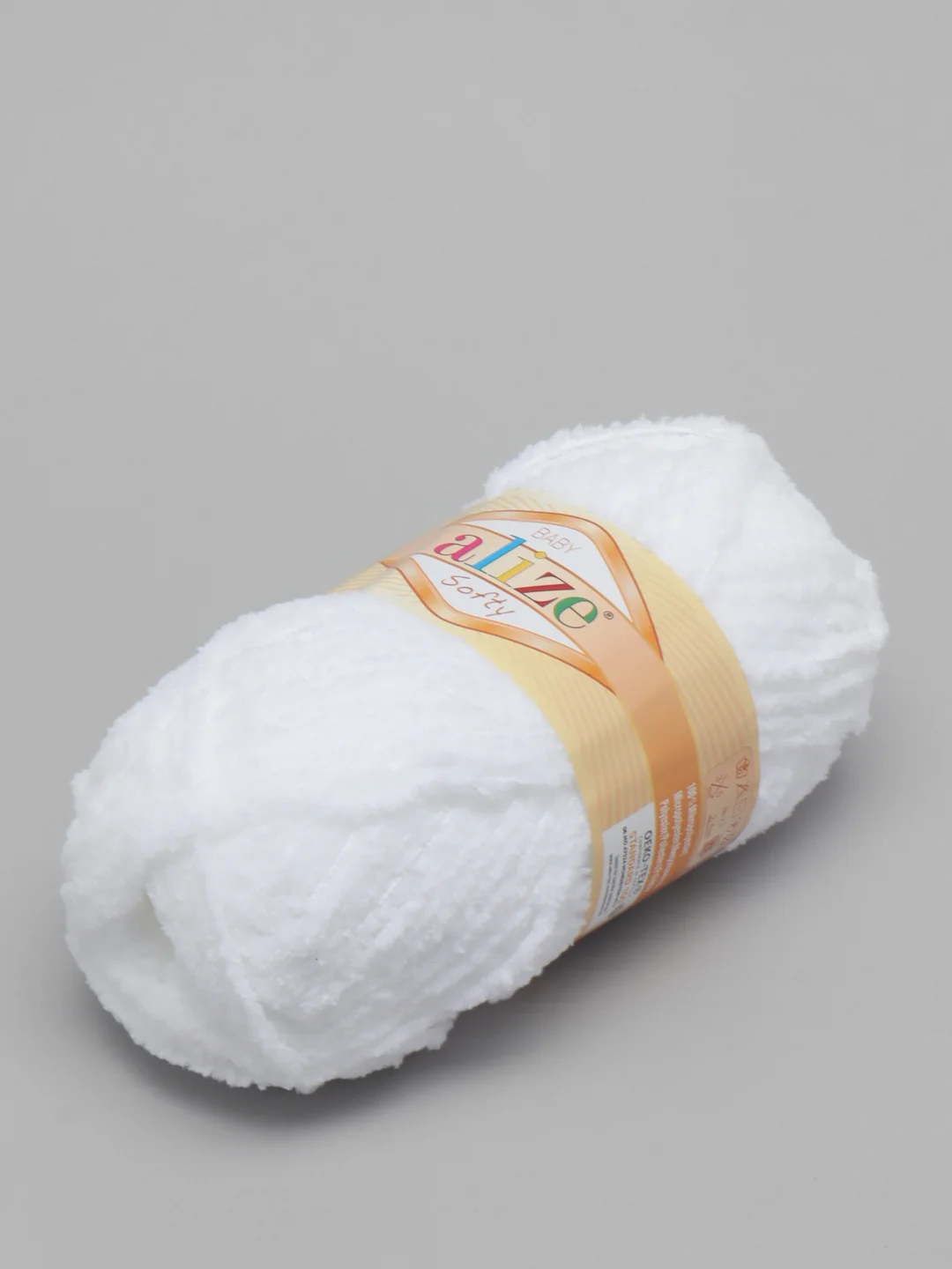 Белый пряжа Alize Softy, 100% микрополиэстер, 50 г, 115 м