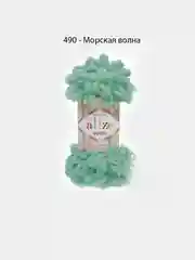 Салатовый пряжа петельками Alize Puffy, большие петельки