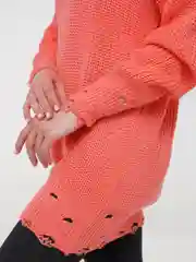 Пастельно-коралловый свитер-оверсайз