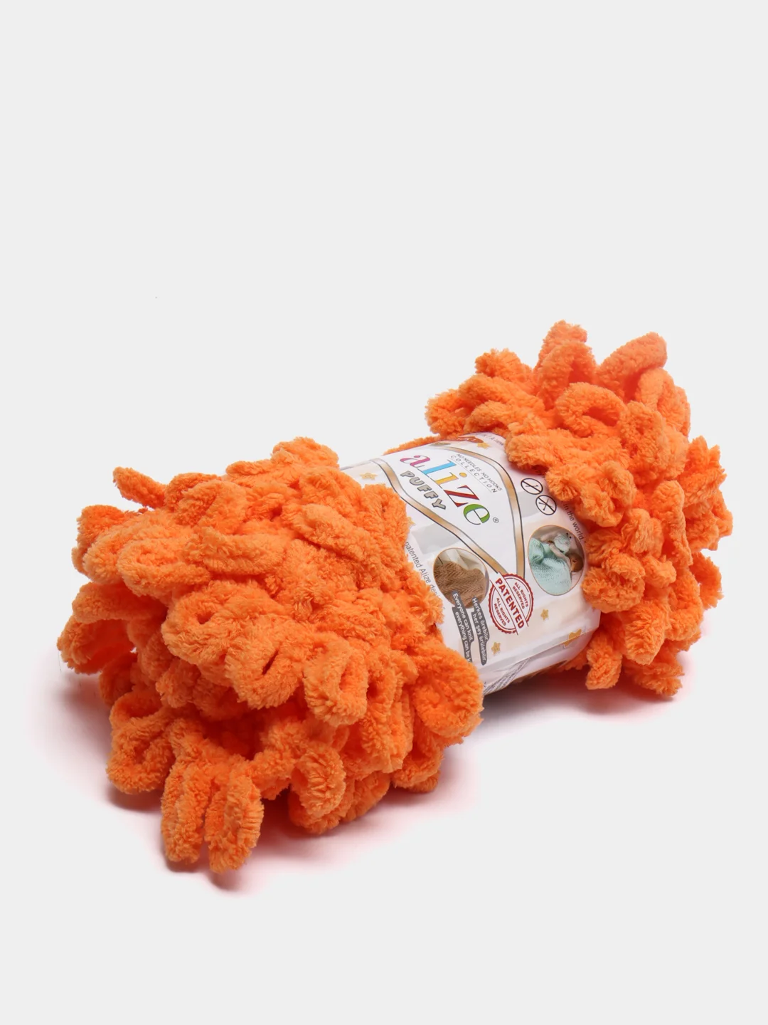 Оранжевый пряжа Alize puffy, большие петельки, микрополиэстр, 100 г