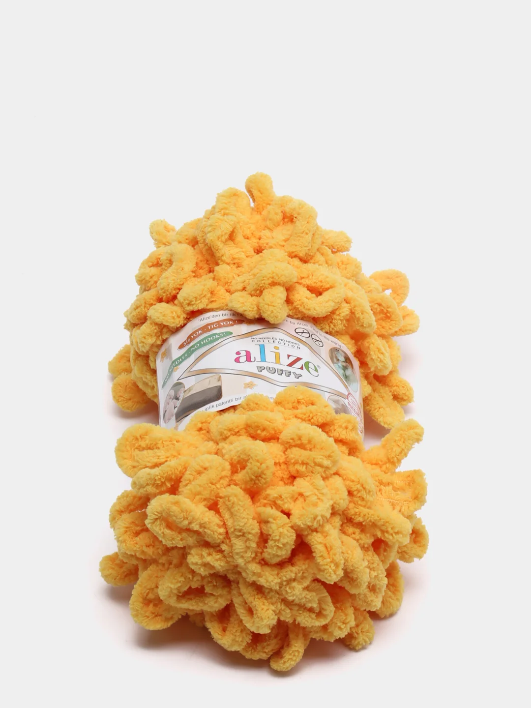 Желтый пряжа Alize puffy, большие петельки, микрополиэстр, 100 г