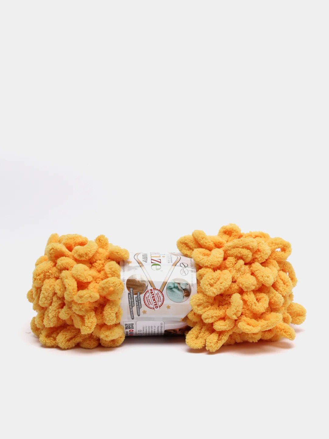 Желтый пряжа Alize puffy, большие петельки, микрополиэстр, 100 г