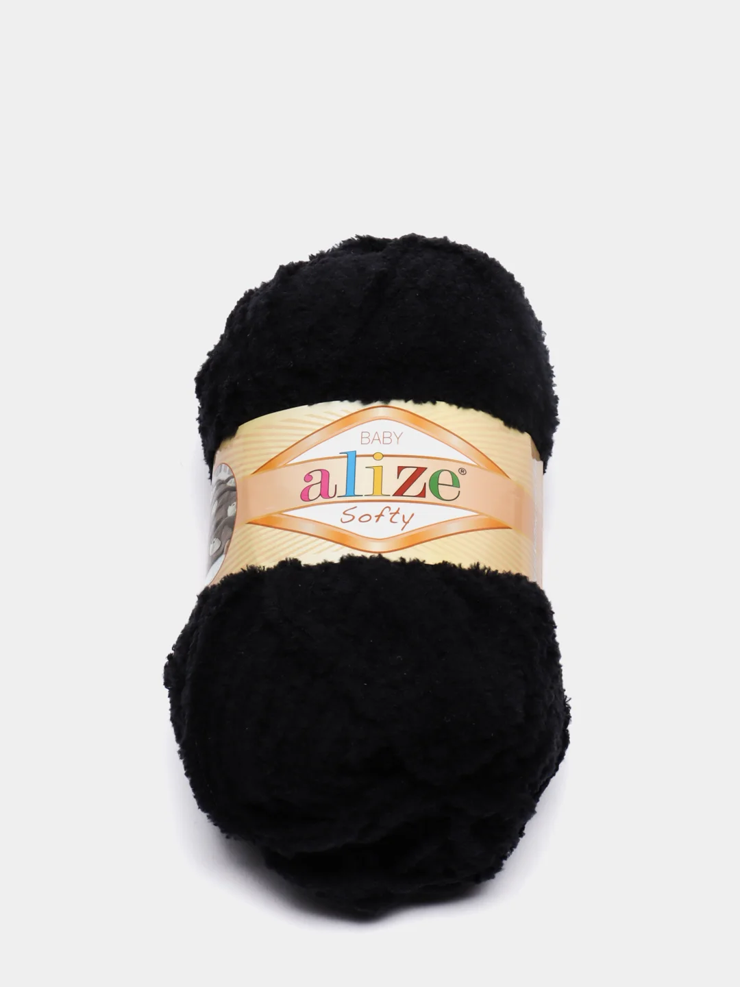 Черный пряжа Alize Softy, 100% микрополиэстер, 50 г, 115 м