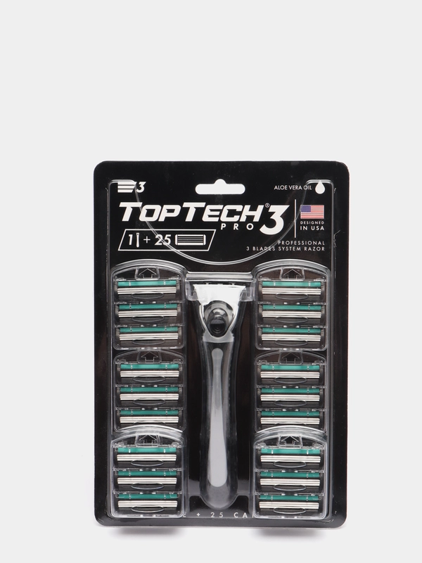 Мужской набор: бритва TopTech Pro3 + 25 кассет. Совместимы с GILLEТТE Sensor Excel, Blue3