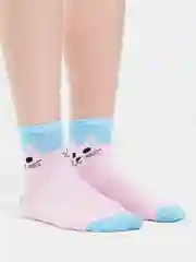 Пудровый носки с рисунком "Кошка"