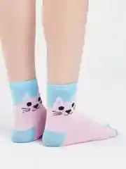 Пудровый носки с рисунком "Кошка"