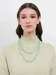 Мятный бусы из искусственного жемчуга