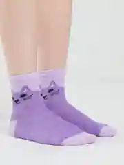Аметистовый носки с рисунком "Кошка"