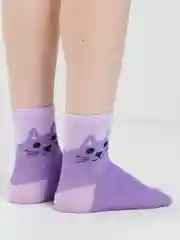 Аметистовый носки с рисунком "Кошка"