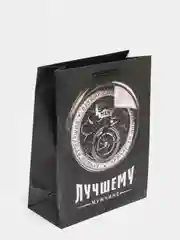 Зеленый пакет ламинированный подарочный с принтом / бумажный / 7 видов