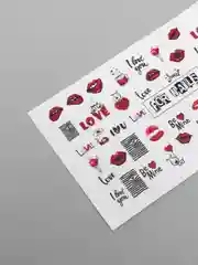 Слайдер-водные наклейки для дизайна ногтей Love, на белый фон