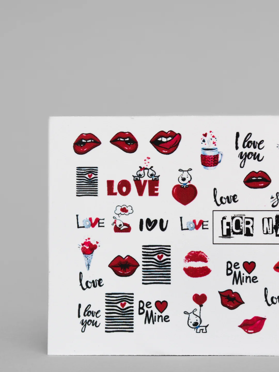 Слайдер-водные наклейки для дизайна ногтей Love, на белый фон