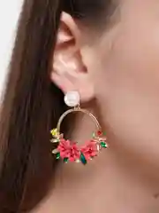 Красный серьги "Цветы"