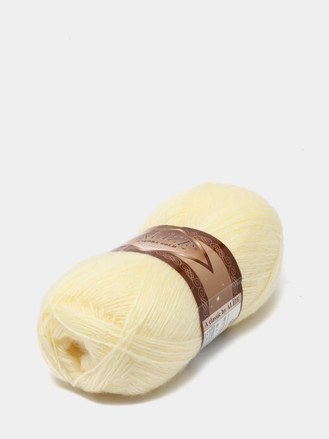 Лимонный пряжа для вязания Alize Angora Gold Simli (Ализе Ангора Голд Симли)