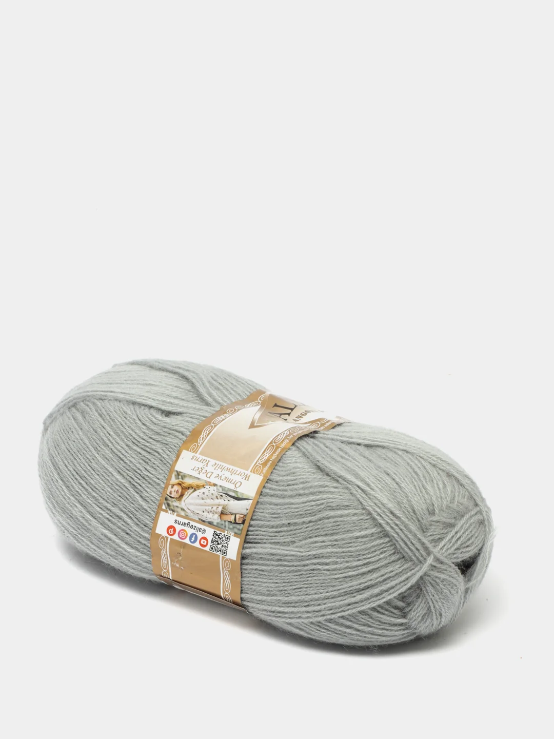 Серый пряжа для вязания Alize Angora gold "Ализе Ангора голд"