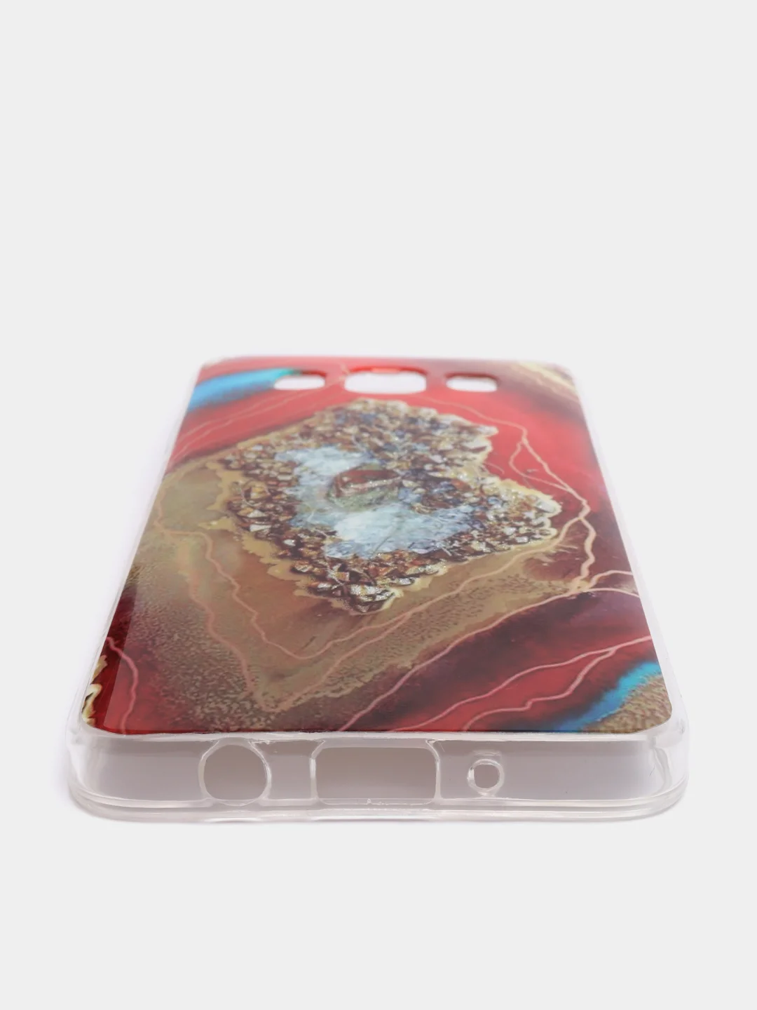 Красный чехол Samsung Galaxy A3 2015 / SM-A300F, Галакси А3 2015 силиконовый с мраморным рисунком