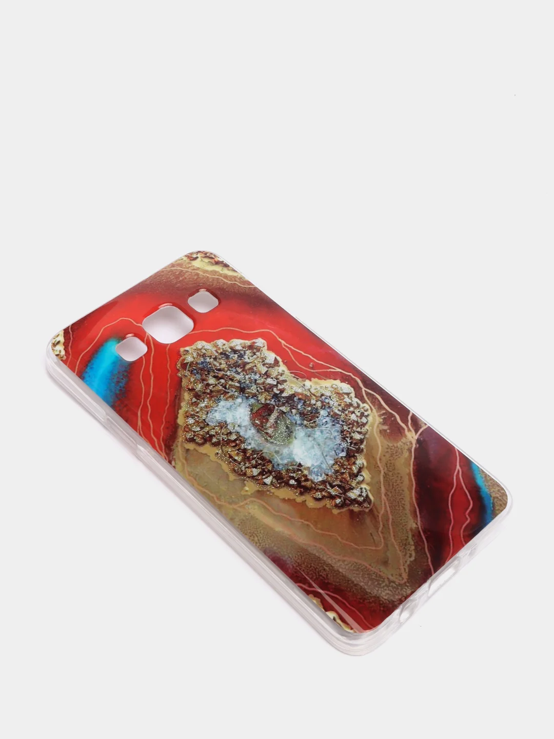 Красный чехол Samsung Galaxy A3 2015 / SM-A300F, Галакси А3 2015 силиконовый с мраморным рисунком