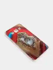 Красный чехол Samsung Galaxy A3 2015 / SM-A300F, Галакси А3 2015 силиконовый с мраморным рисунком