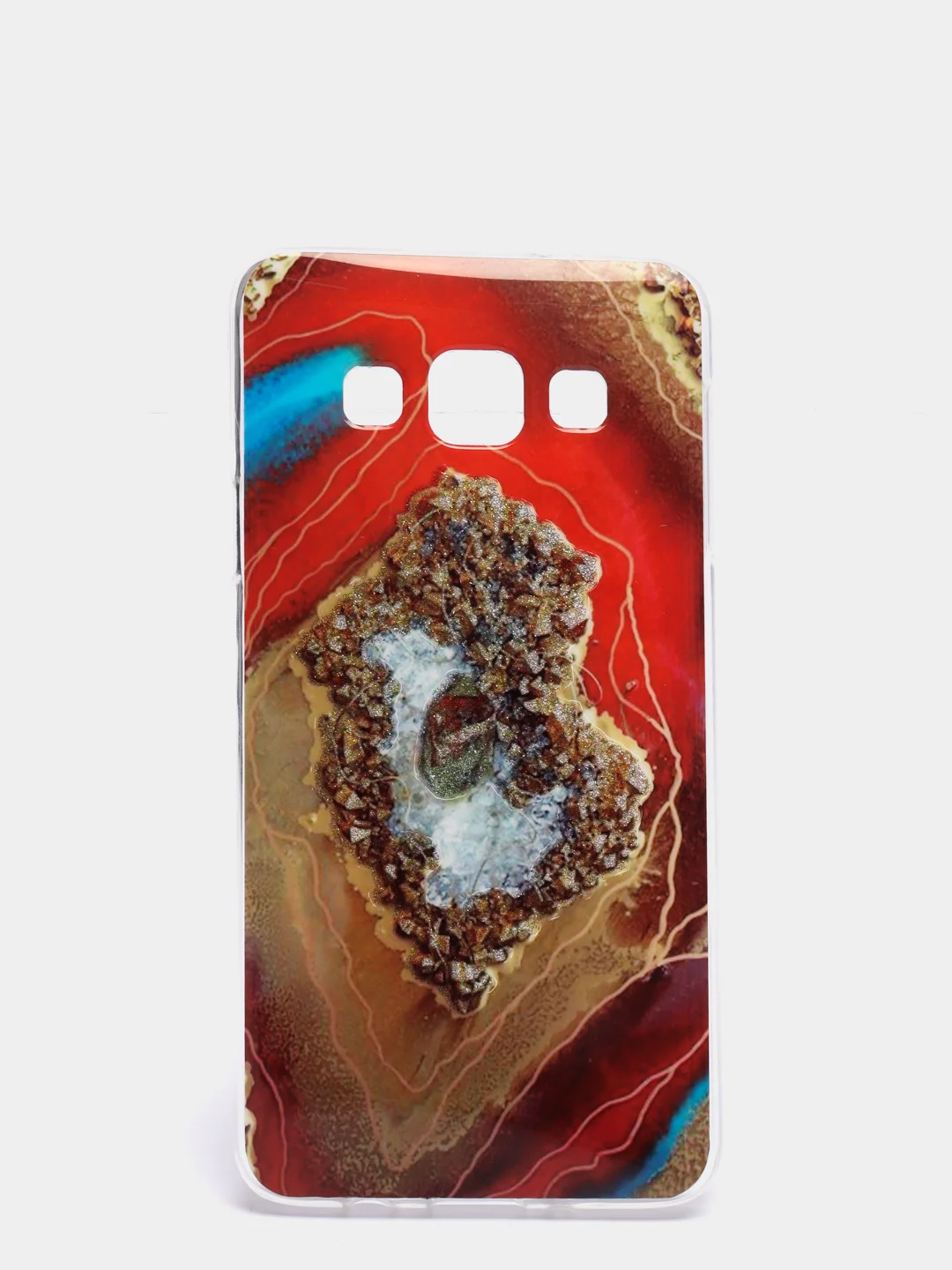 Красный чехол Samsung Galaxy A3 2015 / SM-A300F, Галакси А3 2015 силиконовый с мраморным рисунком