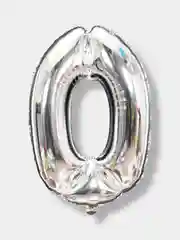 Серебряный воздушный шар Цифра фольгированный, 102-106 см