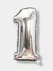 Серебряный воздушный шар Цифра фольгированный, 102-106 см