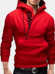 Черная толстовка с косой молнией SWAG