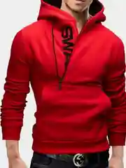 Черная толстовка с косой молнией SWAG