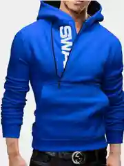 Синий черная толстовка с косой молнией SWAG