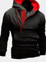Черная толстовка с косой молнией SWAG