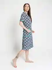 Зеленый халат женский, платье домашнее на молнии из хлопка с коротким рукавом на замке