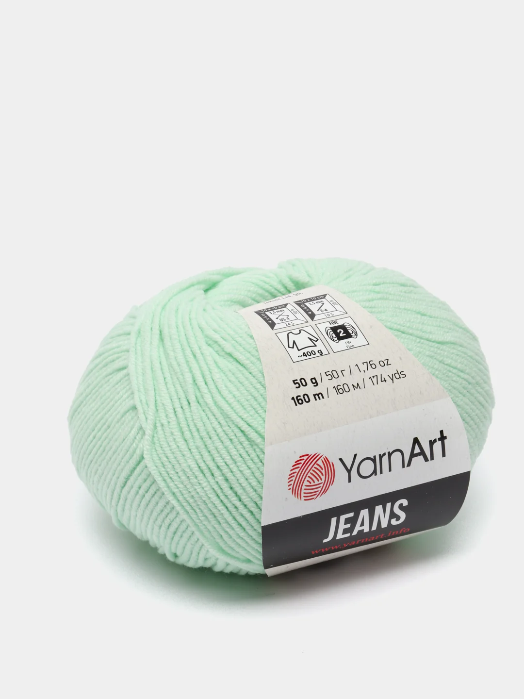 Мятный пряжа YarnArt Jeans, 50 г, 160 м