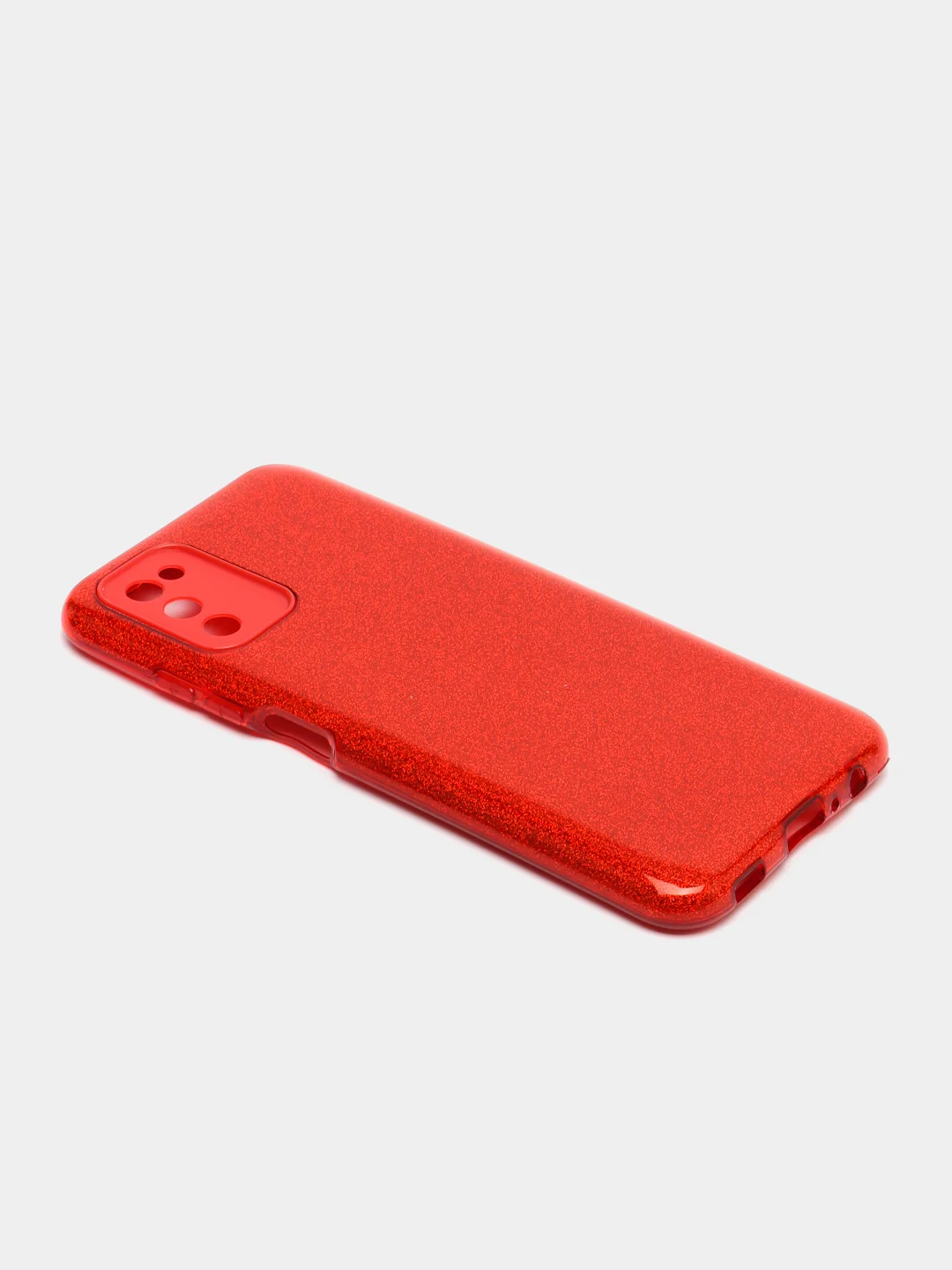 Красный чехол Samsung Galaxy A03s, Самсунг Галакси А03с блестящий сияющий с защитой камеры
