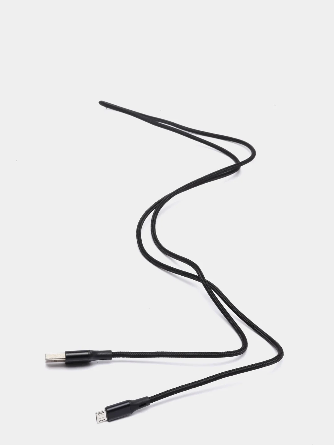 Черный кабель текстильный Olmio Basic, c быстрой зарядкой, micro USB, 1,2 м, 2,1 A