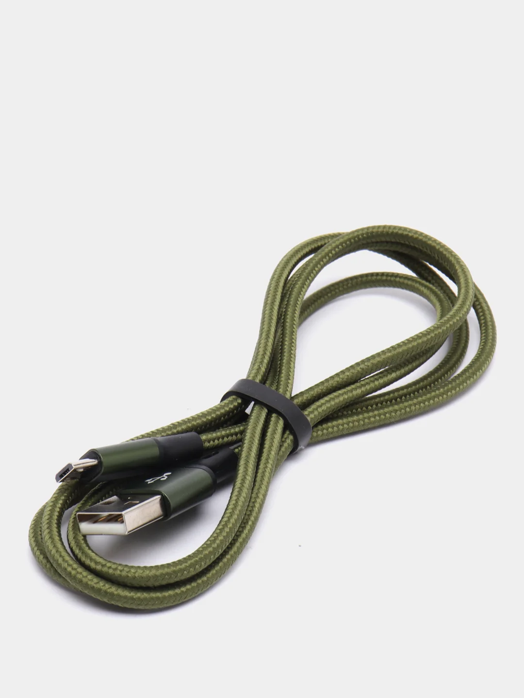 Зеленый кабель текстильный Olmio Basic, c быстрой зарядкой, micro USB, 1,2 м, 2,1 A