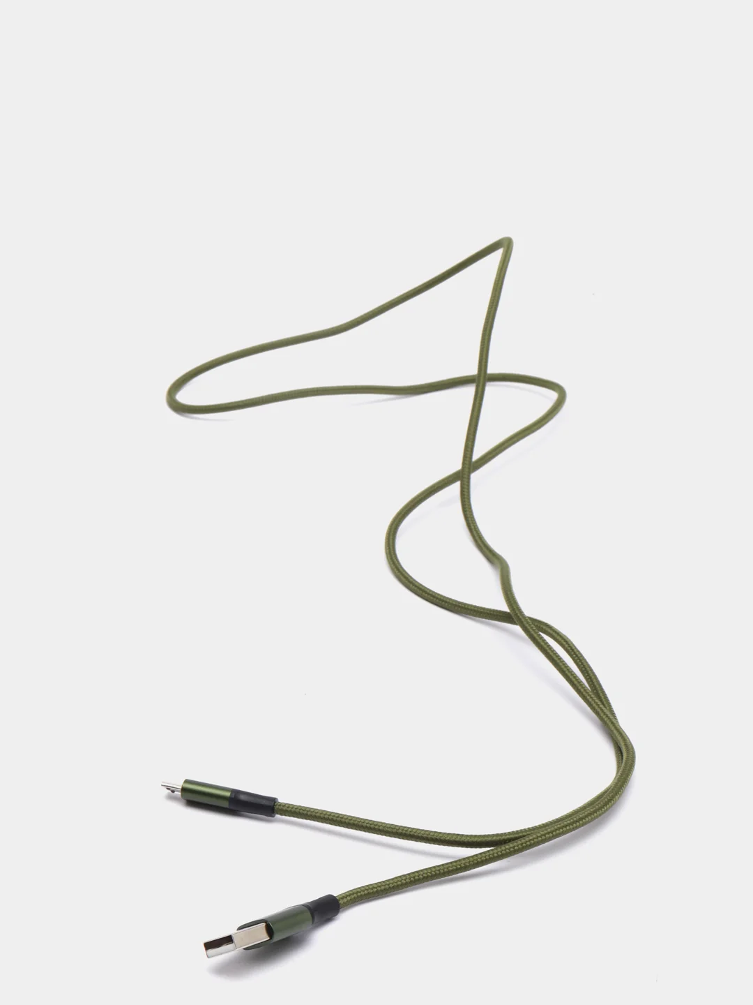 Зеленый кабель текстильный Olmio Basic, c быстрой зарядкой, micro USB, 1,2 м, 2,1 A