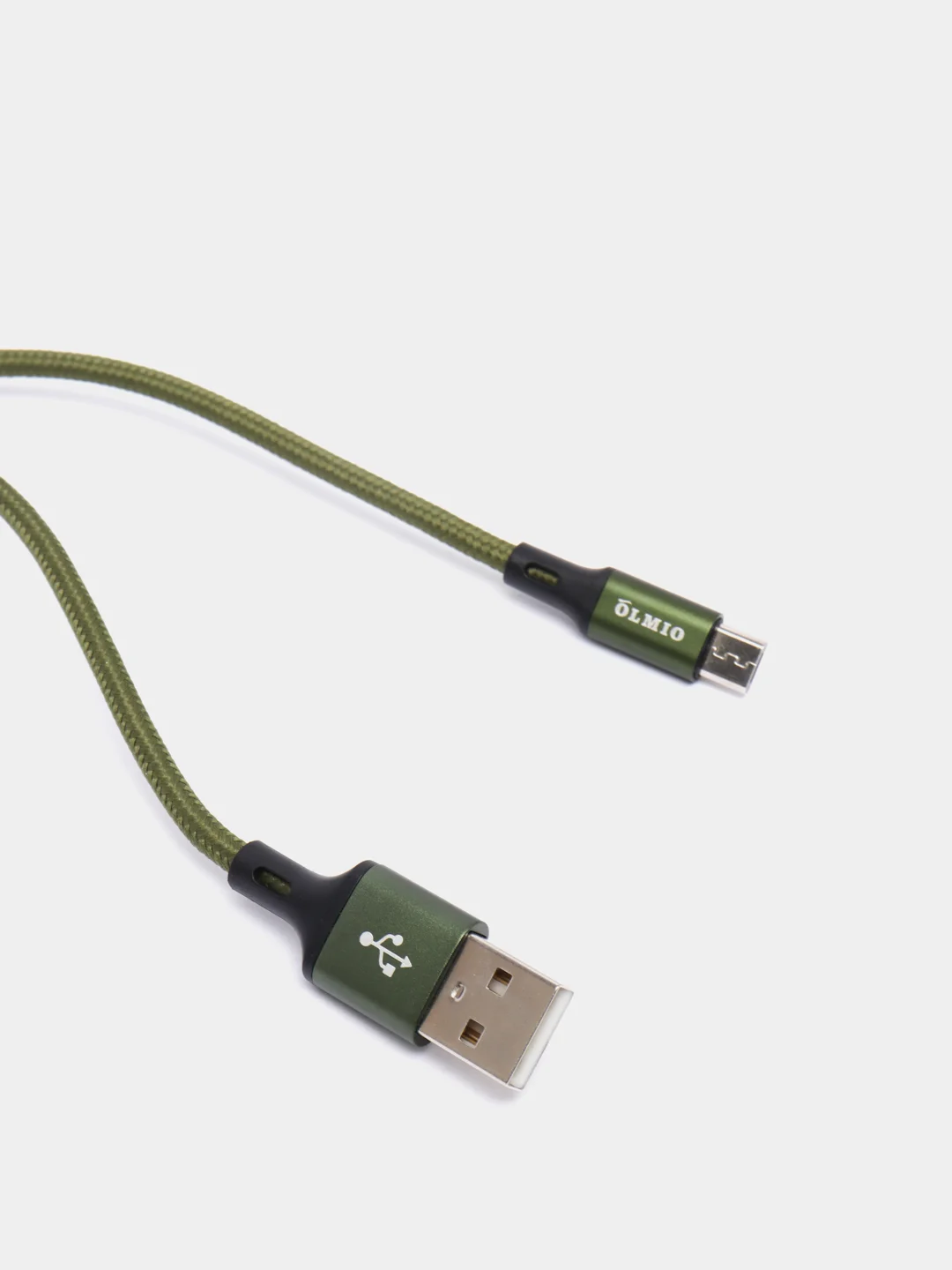 Зеленый кабель текстильный Olmio Basic, c быстрой зарядкой, micro USB, 1,2 м, 2,1 A