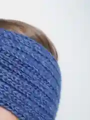 Синий повязка на голову вязаная, шерстяная, чалма.