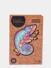 Фигурный деревянный пазл Unidragon Радужный хамелеон - S, 1-2 часов сборки