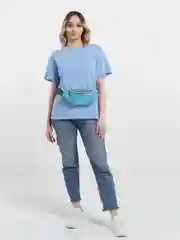 Голубой глянцевая сумка на пояс
