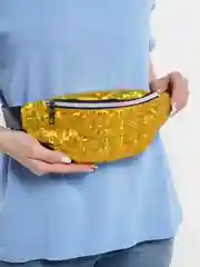 Золотой глянцевая сумка на пояс