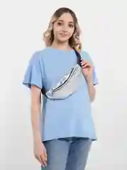Серебряный глянцевая сумка на пояс
