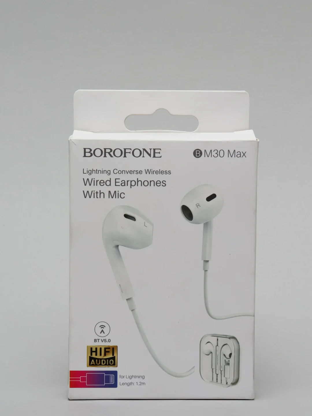 Белый наушники с микрофоном Borofone BM30 Max (3.5mm/Type-C/Lightning)